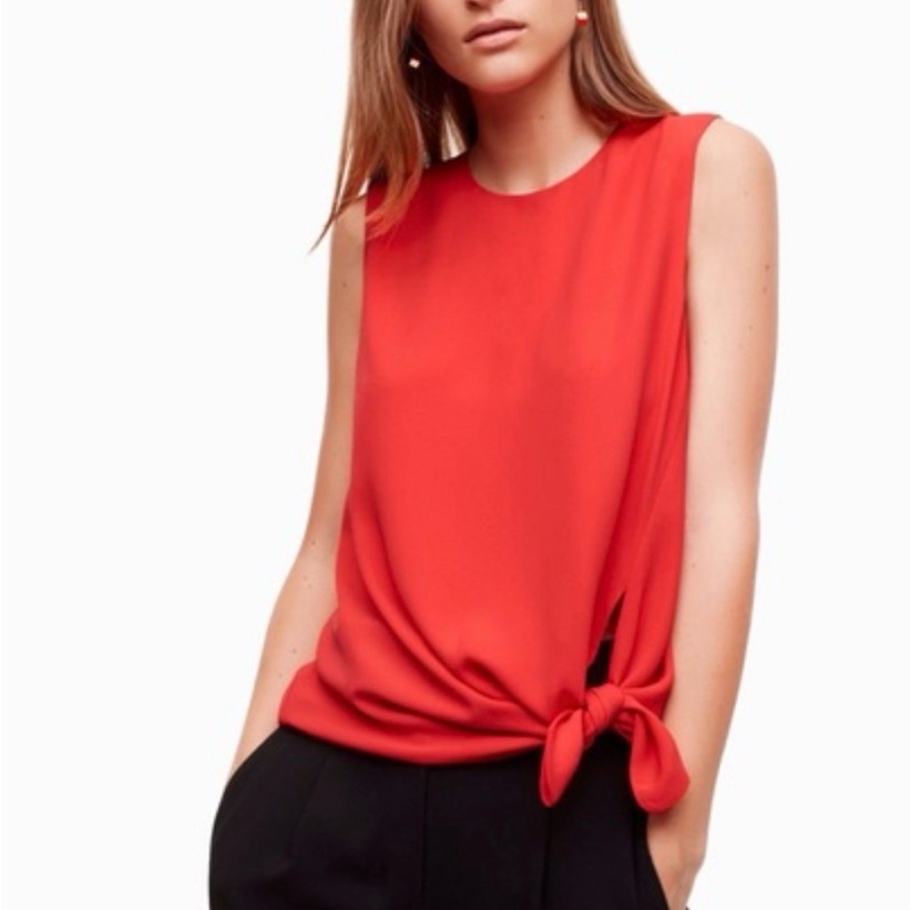 Aritzia‎ Babaton Hopkins Blouse Red Tie Front Sleeveless Tank Top XS